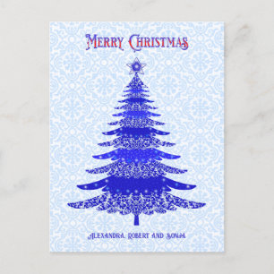 Elegant Julgran Blue Personlig Helg Vykort