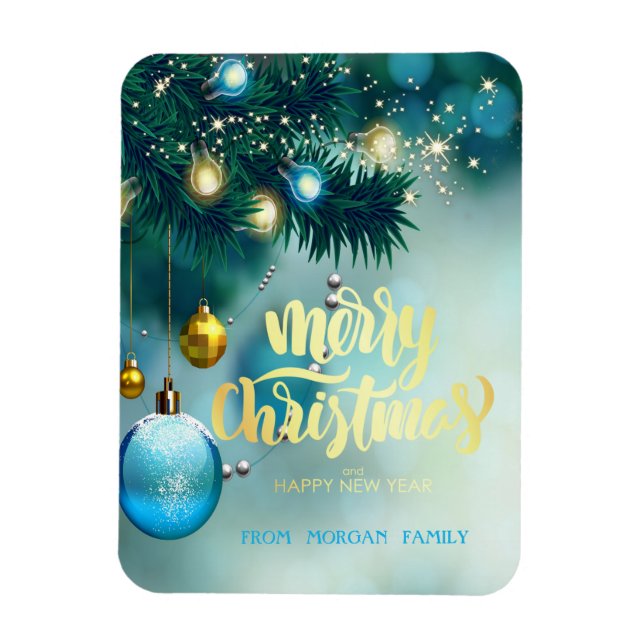 Elegant Julgran,Bollar,StjärnHelgdag Magnet (Vertikal)