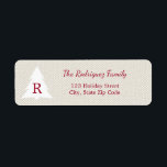 Elegant Julgran Burgundy Monogram på Beige Returadress Etikett<br><div class="desc">returetiketterna för helgdag av elegant har ett modernt, vitt, geometriskt träd med ett burgunskt monogram på en beige bakgrund med faux tryckt canvas struktur. Anpassa den genom att lägga till din första sida, namn och adress i sidlisten. Anpassningsbarnas text visas i ett skript-teckensnitt som matchar djupt rött färg med namn....</div>