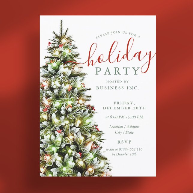 Elegant Julgran Corporate Julfest Inbjudningar (Elegant Christmas Tree Corporate Holiday Party Invitation)