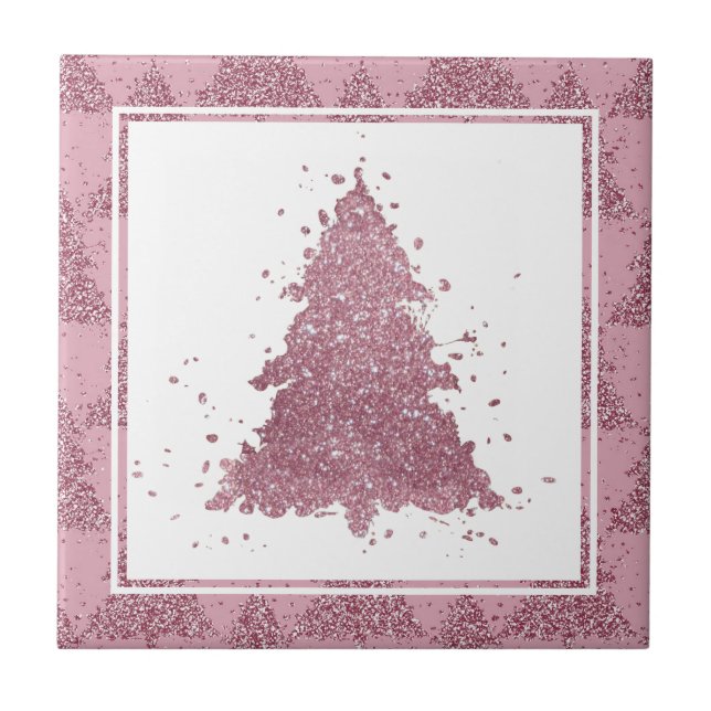 Elegant Julgran | Dusty Mauve Rosa Splatter Kakelplatta (Framsidan)
