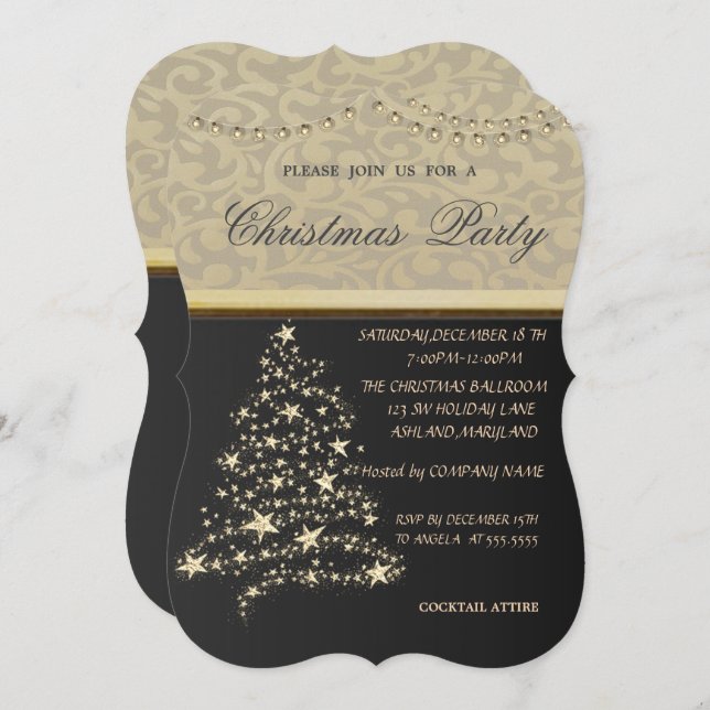 Elegant Julgran,Företag jul Party Inbjudningar (Fram/baksida)