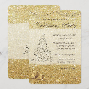 Elegant julgran, Glittrig, Julfest Inbjudningar