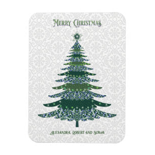 Elegant Julgran Grönt White Personlig Magnet