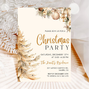 Elegant Julgran Guld jul Party Inbjudningar
