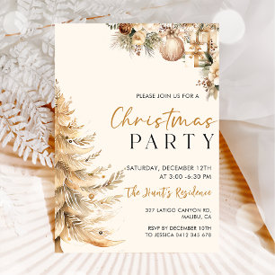 Elegant Julgran Guld jul Party Inbjudningar