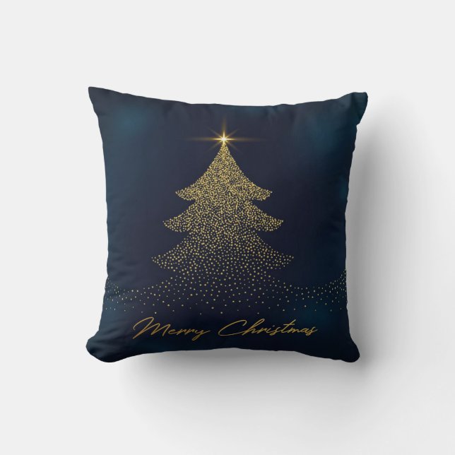 Elegant julgran i guld kudde (Framsida)