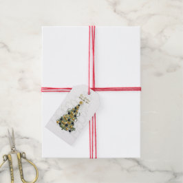 Elegant julgran i guld, presentkort presentetikett