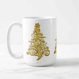 Elegant julgran i guldtråd kaffemugg