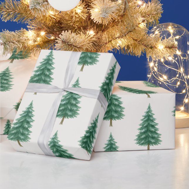 Elegant julgran inpapperspapper i akvarell presentpapper (Helgdagar)