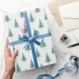 Elegant julgran inpapperspapper i akvarell presentpapper