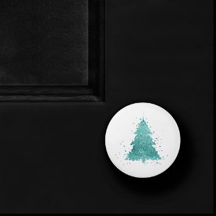 Elegant Julgran   Luxe Aqua Mint Splatter Knopp