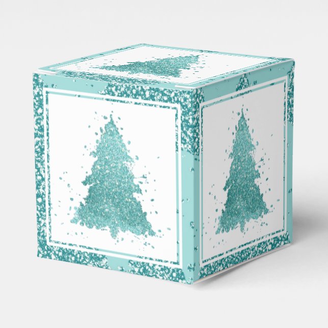 Elegant Julgran | Luxe Aqua Mint Splatter Presentaskar (Framsidan Sidan)