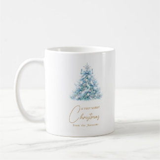 Elegant julgran med blå guldskrift Vinter Kaffemugg