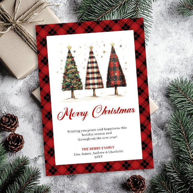 Elegant julgran med leopardmönster digital julfira julkort (Elegant Leopard Christmas Tree Digital Holiday Card)