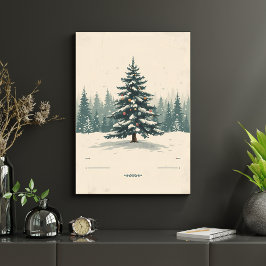 Elegant julgran mitt i snöig affisch