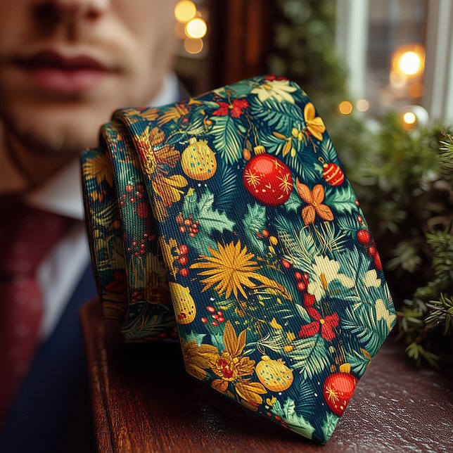 Elegant julgran och julstjärna botanisk slips (Skapare uppladdad)