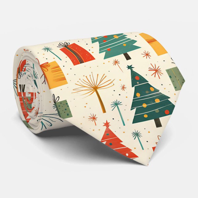 Elegant Julgran och Present Mönster  Slips (Rullad)