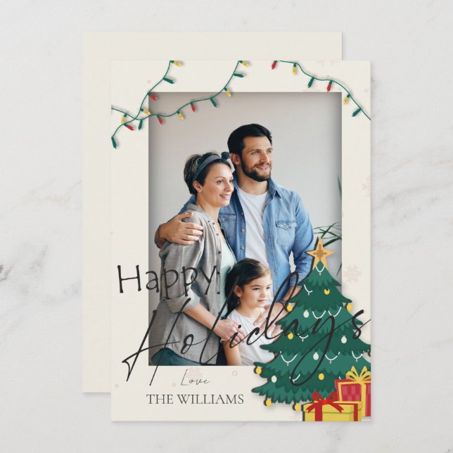 Elegant Julgran Photo Glad helg Postc (Fram/baksida)