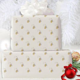 Elegant julgran presentpapper i vitt guld