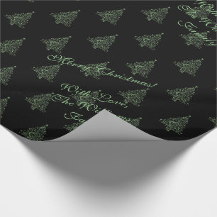 Elegant julgran randigt mönster svart grön presentpapper