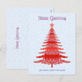 Elegant Julgran Red Blue Personlig Helg Vykort
