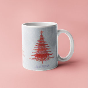 Elegant Julgran Red Grönt Personlig Kaffemugg