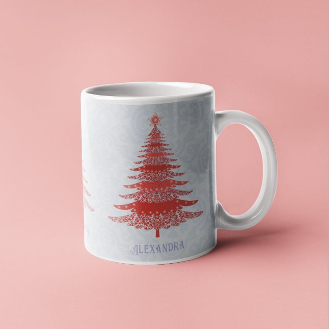 Elegant Julgran Red Grönt Personlig Kaffemugg (Skapare uppladdad)