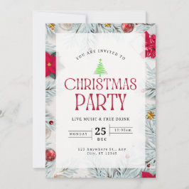 Elegant Julgran Red & white Party I Inbjudningar