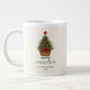 Elegant julgran – röd slinga jumbo mugg