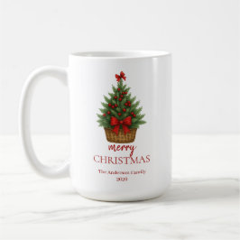 Elegant julgran – röd slinga kaffemugg