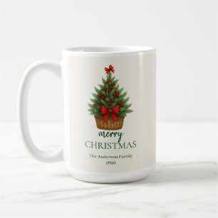 Elegant julgran – röd slinga kaffemugg