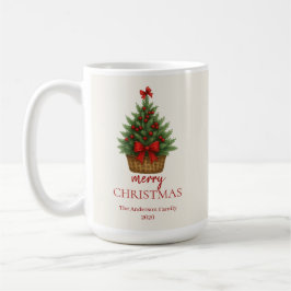 Elegant julgran – röd slinga kaffemugg