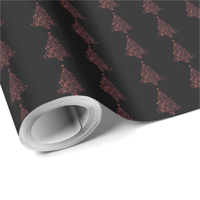Elegant Julgran Rödfläckad Mönster Presentpapper (Rullad Hörn)
