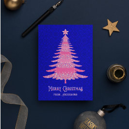 Elegant Julgran Rosa Blue Personlig Helgkort