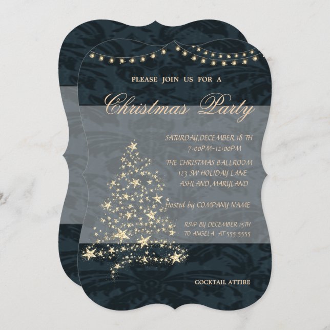 Elegant Julgran,Skakor,Jul Party Inbjudningar (Fram/baksida)