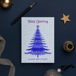 Elegant Julgran Snowflake Blue Personlig Helgkort