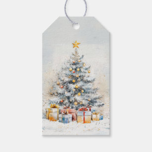 Elegant Julgran Vintage Presentetikett