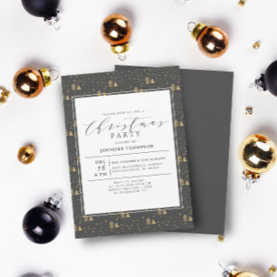 ELEGANT JULGRANAR GRÅTT & GULD JULFEST INBJUDNINGAR