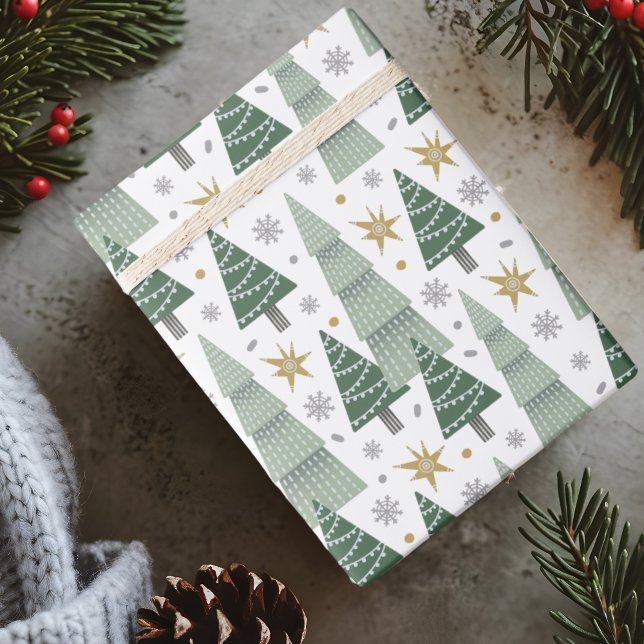 Elegant Julgranar Wrapping Papper Presentpapper (Elegant Christmas Trees Wrapping Paper)