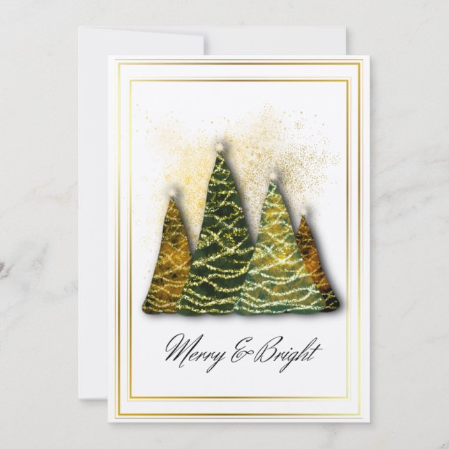 Elegant julgranskort – Modernt julhälsning Inbjudningar (Framsida)