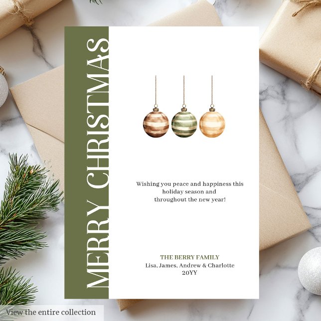 Elegant julgranskula välkomstkort i neutrala färge julkort (Elegant neutral Christmas baubles greeting card)