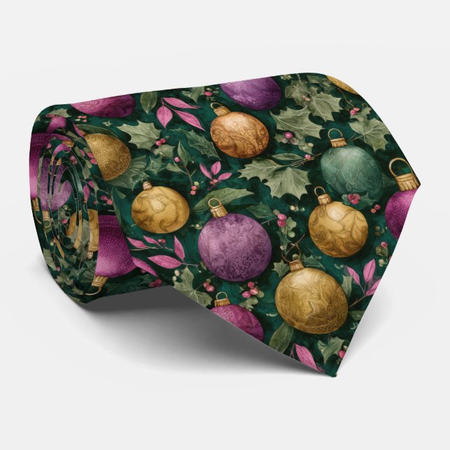 Elegant Julgranskulör Pattern  Slips (Rullad)