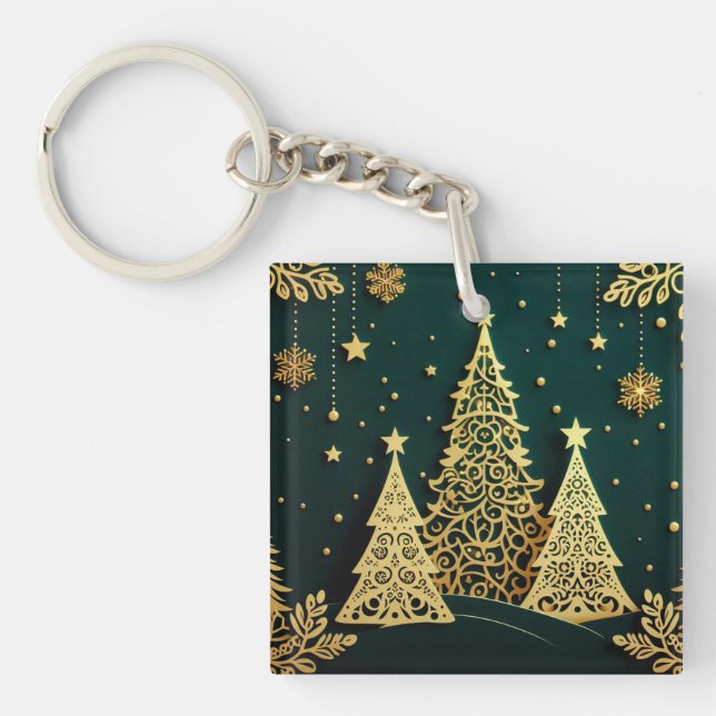 Elegant julgransmönster i guld (Framsidan)