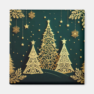 Elegant julgransmönster i guld magnet