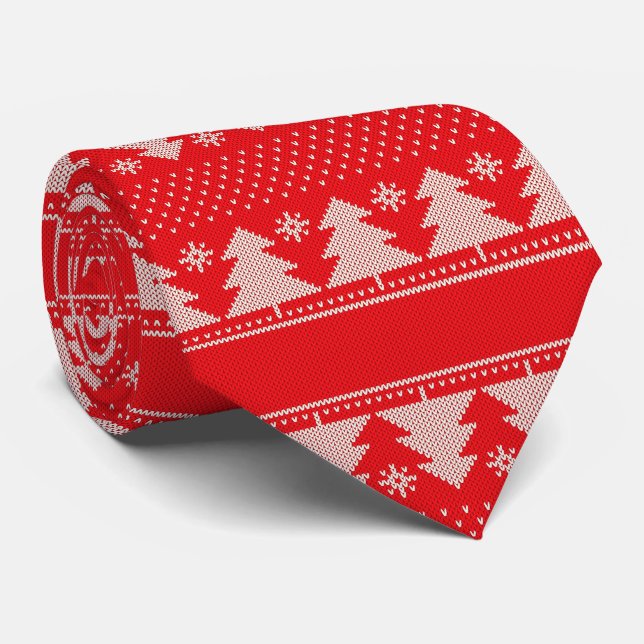Elegant julgransmönster röd slips (Rullad)