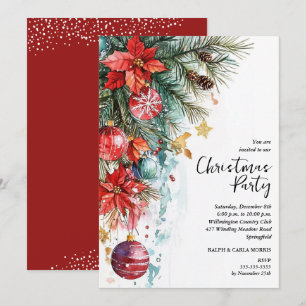 Elegant julgransparty med Poinsettia Inbjudningar