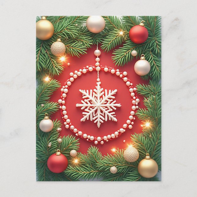 🎄 Elegant julgransprydnad i form av snöflinga - e Vykort (Framsida)