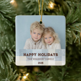 Elegant julgransprydnad med familjefoto keramik