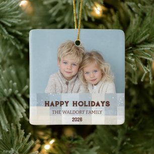 Elegant julgransprydnad med familjefoto keramik
